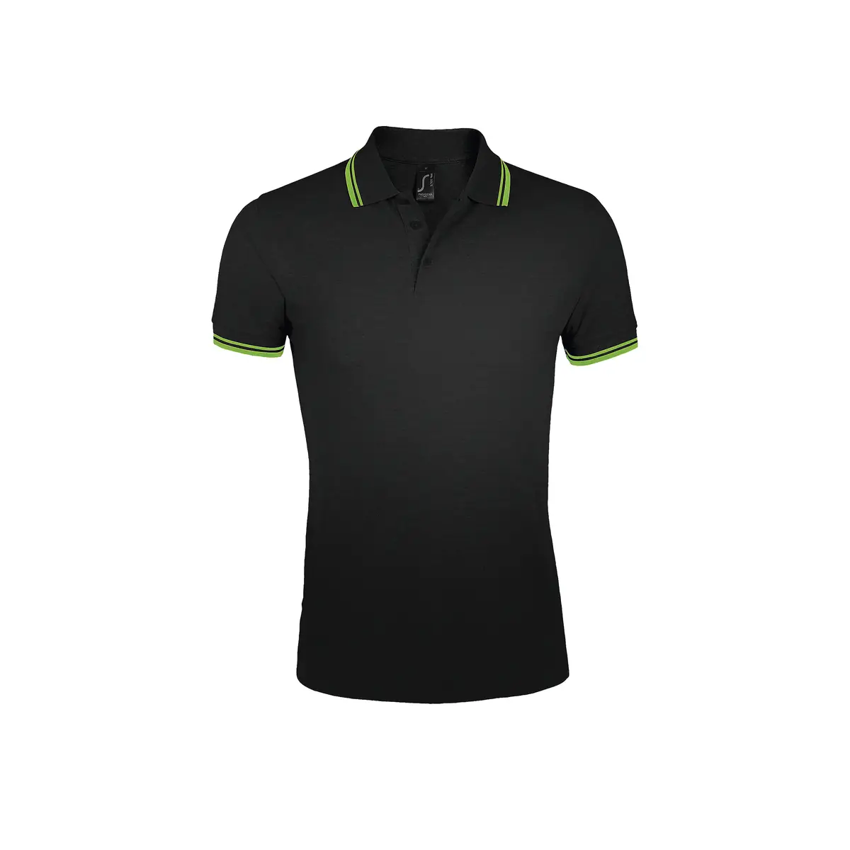 Polo hombre SOL’S PASADENA MEN 00577 6 Polo Sol’s PASADENA MEN en color Negro/Lima, vista frontal