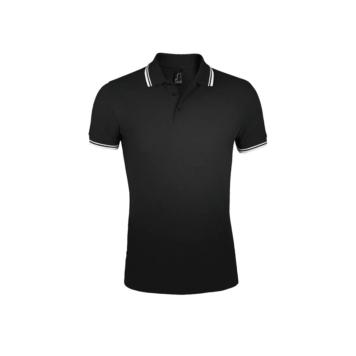 Polo hombre SOL’S PASADENA MEN 00577 3 Polo Sol’s PASADENA MEN en color Negro/Blanco, vista frontal