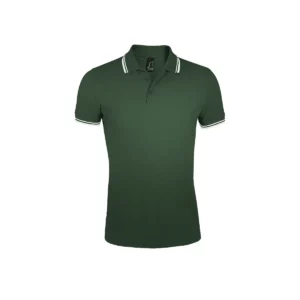 Polo Sol’s PASADENA MEN en color Verde bosque/Blanco, vista frontal