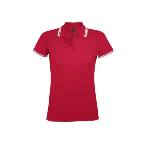 Polo Sol’s PASADENA WOMEN en color Rojo/Blanco, vista frontal