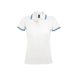 Polo Sol’s PASADENA WOMEN en color Blanco/Aqua, vista frontal