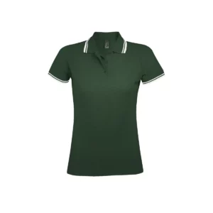 Polo Sol’s PASADENA WOMEN en color Verde bosque/Blanco, vista frontal