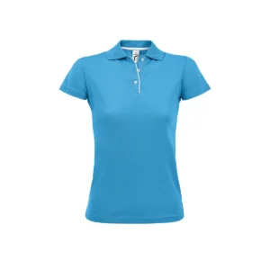 Polo Sol’s PERFORMER WOMEN en color Aqua, vista frontal
