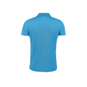 Polo Sol’s PERFORMER MEN en color Aqua, vista trasera