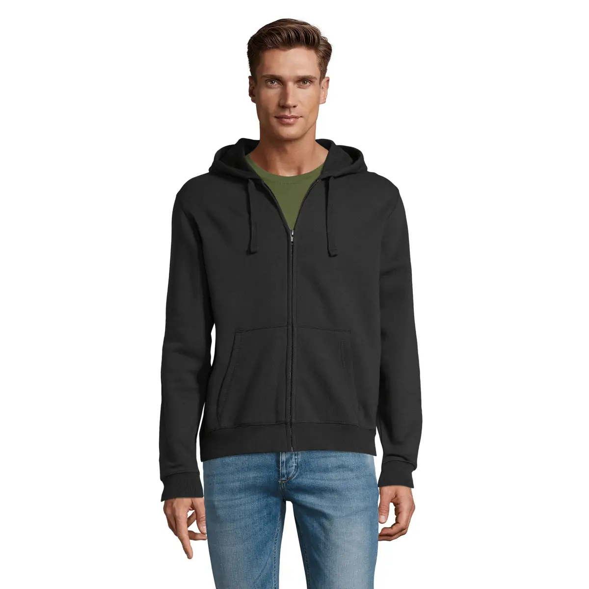 Sudadera SOL'S SPIKE MEN 03105 7 Sudadera SOL’S 03105, vista frontal con persona