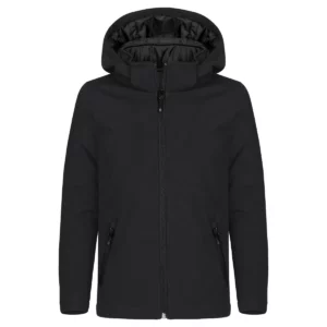 Chaqueta softshell infantil Clique Padded Hoody Softshell Junior 0200906, negro, vista frontal