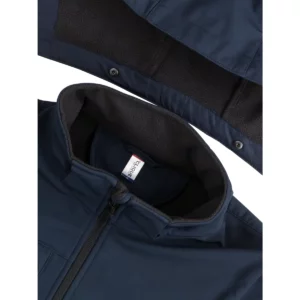 Chaqueta unisex CLIQUE CLASSIC SOFTSHELL 2 IN 1 0200913, detalle del cuello y los cierres