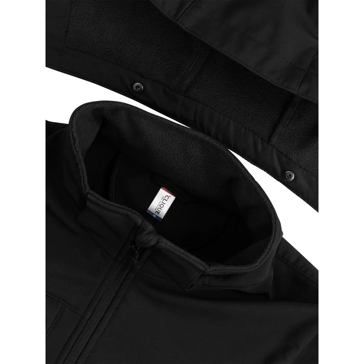 Chaqueta unisex CLIQUE CLASSIC SOFTSHELL 2 IN 1 0200913 18 Chaqueta unisex CLIQUE CLASSIC SOFTSHELL 2 IN 1 0200913, detalle del cuello y los cierres