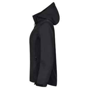Chaqueta mujer CLIQUE CLASSIC SOFTSHELL HOODY WOMEN 0200917, Negro, lateral izquierdo