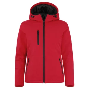 Chaqueta mujer CLIQUE PADDED HOODY SOFTSHELL WOMEN 020953, Red, vista frontal