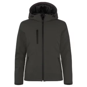 Chaqueta mujer CLIQUE PADDED HOODY SOFTSHELL WOMEN 020953, Dark grey, vista frontal