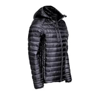 Chaqueta acolchada Clique Hudson 020976, Azul marino oscuro, vista de tres cuartos con chaqueta abierta