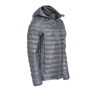 Chaqueta acolchada Clique Hudson 020976, Gris, vista de tres cuartos con chaqueta abierta