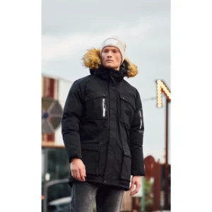 Parka unisex Clique Malamute 020997, negro, con modelo, vista frontal