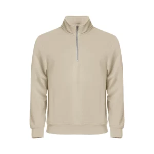 Sudadera hombre CLIQUE BASIC HALF ZIP 021033, Beige claro, vista frontal