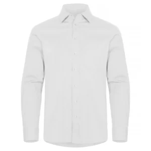Camisa hombre CLIQUE STRETCH SHIRT L/S 027960, White, vista frontal
