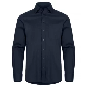 Camisa hombre CLIQUE STRETCH SHIRT L/S 027960, Dark navy, vista frontal
