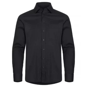 Camisa hombre CLIQUE STRETCH SHIRT L/S 027960, Black, vista frontal