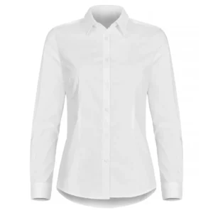 Camisa mujer CLIQUE STRETCH SHIRT L/S WOMEN 027961, White, vista frontal