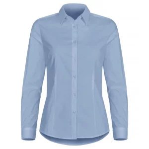 Camisa mujer CLIQUE STRETCH SHIRT L/S WOMEN 027961, Light blue, vista frontal