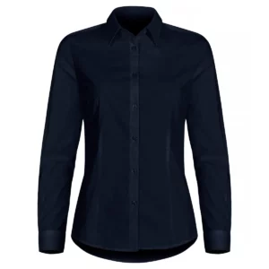 Camisa mujer CLIQUE STRETCH SHIRT L/S WOMEN 027961, Dark navy, vista frontal
