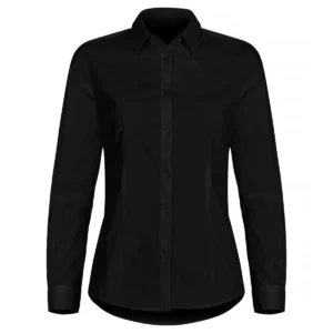 Camisa mujer CLIQUE STRETCH SHIRT L/S WOMEN 027961, Black, vista frontal