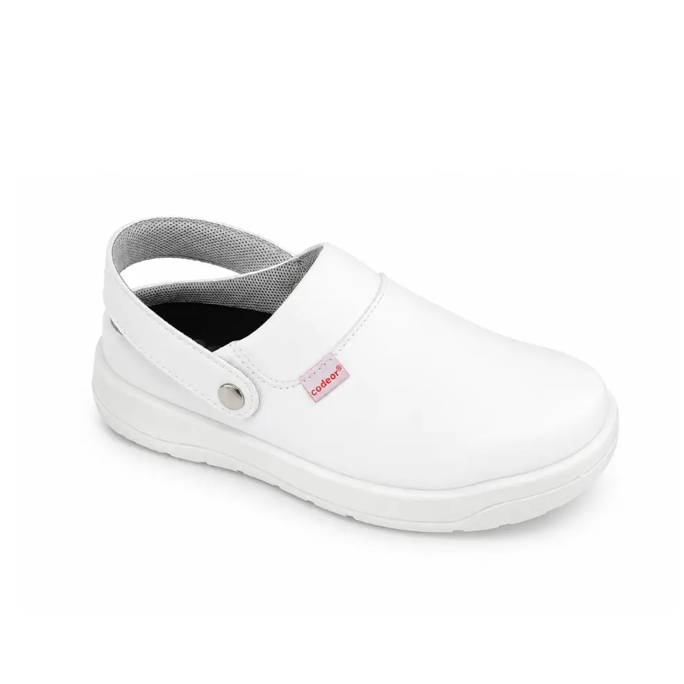 Zueco de trabajo Codeor Nizza Liso 3 Codeor Nizza Liso blanco, vista de tres cuartos