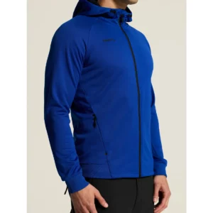 Chaqueta hombre CRAFT ADV UNIFY FZ HOOD 1909132, Club cobolt, con modelo, detalle frontal