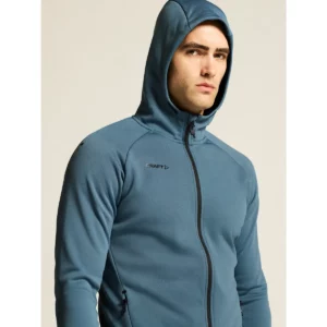 Chaqueta hombre CRAFT ADV UNIFY FZ HOOD 1909132, Real, con modelo, vista frontal con capucha puesta