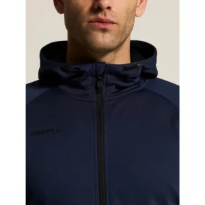 Chaqueta hombre CRAFT ADV UNIFY FZ HOOD 1909132, Navy, con modelo, detalle de cuello y pecho