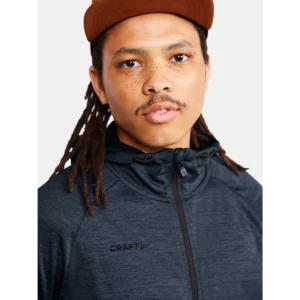 Chaqueta hombre CRAFT ADV UNIFY FZ HOOD 1909132, Blaze melange, con modelo, detalle de cuello y pecho