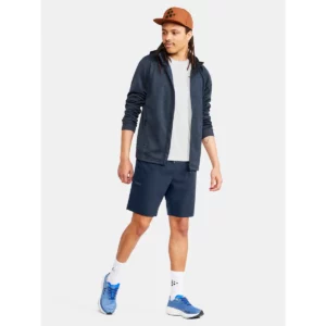 Chaqueta hombre CRAFT ADV UNIFY FZ HOOD 1909132, Blaze melange, con modelo, vista frontal de cuerpo entero con chaqueta abierta