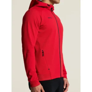 Chaqueta hombre CRAFT ADV UNIFY FZ HOOD 1909132, Bright red, con modelo, detalle frontal