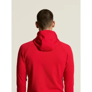 Chaqueta hombre CRAFT ADV UNIFY FZ HOOD 1909132, Bright red, con modelo, detalle posterior de capucha