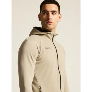 Chaqueta hombre CRAFT ADV UNIFY FZ HOOD 1909132, Hay, con modelo, detalle de cuello y hombro