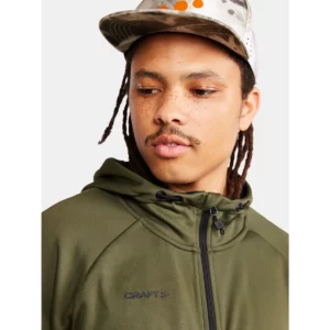 Chaqueta hombre CRAFT ADV UNIFY FZ HOOD 1909132, Woods, con modelo, detalle de cuello y pecho