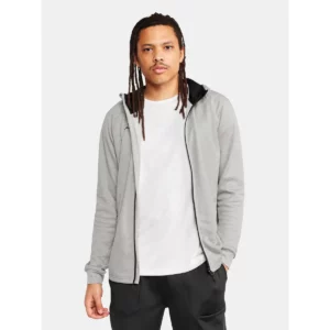 Chaqueta hombre CRAFT ADV UNIFY FZ HOOD 1909132, Grey melange, con modelo, vista frontal con chaqueta abierta