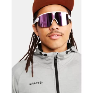 Chaqueta hombre CRAFT ADV UNIFY FZ HOOD 1909132, Grey melange, con modelo, detalle de cuello y pecho