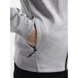 Chaqueta hombre CRAFT ADV UNIFY FZ HOOD 1909132, Grey melange, con modelo, detalle del bolsillo lateral