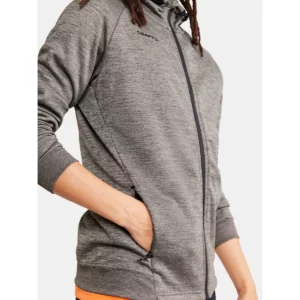 Chaqueta hombre CRAFT ADV UNIFY FZ HOOD 1909132, Dark grey melange, con modelo, detalle del bolsillo lateral