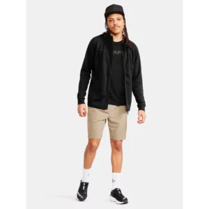 Chaqueta hombre CRAFT ADV UNIFY FZ HOOD 1909132, Negro, con modelo, vista frontal de cuerpo entero con chaqueta abierta
