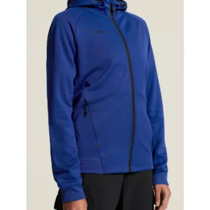 Chaqueta mujer CRAFT ADV UNIFY FZ HOOD 1909133, Club cobolt, con modelo, detalle frontal