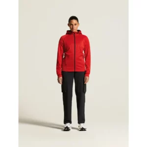 Chaqueta mujer CRAFT ADV UNIFY FZ HOOD 1909133, Bright red, con modelo, vista frontal de cuerpo entero