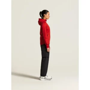 Chaqueta mujer CRAFT ADV UNIFY FZ HOOD 1909133, Bright red, con modelo, vista lateral de cuerpo entero