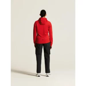 Chaqueta mujer CRAFT ADV UNIFY FZ HOOD 1909133, Bright red, con modelo, vista posterior de cuerpo entero