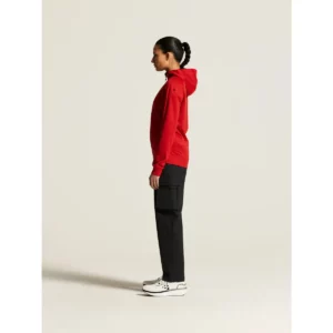Chaqueta mujer CRAFT ADV UNIFY FZ HOOD 1909133, Bright red, con modelo, vista lateral de cuerpo entero