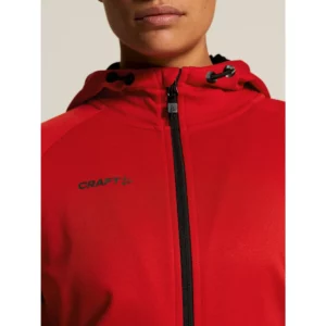 Chaqueta mujer CRAFT ADV UNIFY FZ HOOD 1909133, Bright red, con modelo, detalle de cuello y pecho
