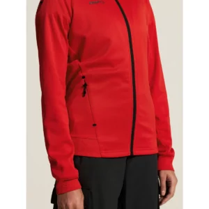 Chaqueta mujer CRAFT ADV UNIFY FZ HOOD 1909133, Bright red, con modelo, detalle del bolsillo lateral