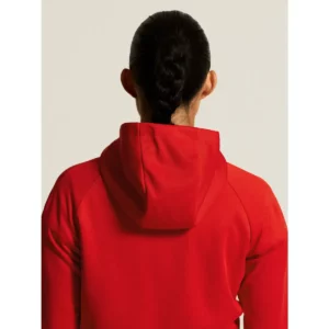 Chaqueta mujer CRAFT ADV UNIFY FZ HOOD 1909133, Bright red, con modelo, detalle posterior de capucha