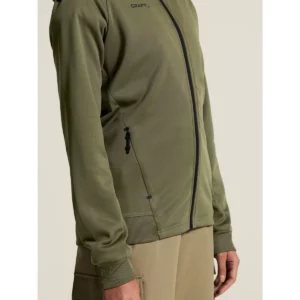 Chaqueta mujer CRAFT ADV UNIFY FZ HOOD 1909133, Woods, con modelo, detalle del bolsillo lateral